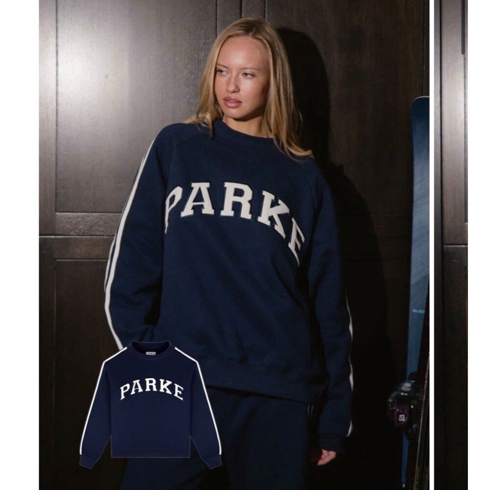 New PARKE Sport Stripe Mockneck Navy Blue SZ S/M